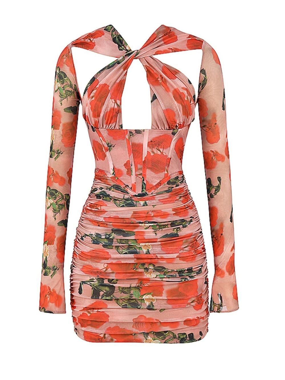 House of CB Adanna Rose Print Corset Mini Dress Size Large -3041